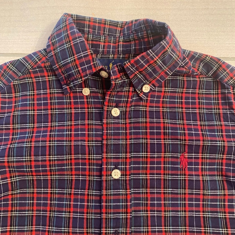 Ralph Lauren Kids Red and Blue Plaid Button-Down Shirt - Picture 3 of 3